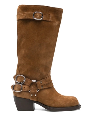SANDRO buckle-detail suede boots - Brown