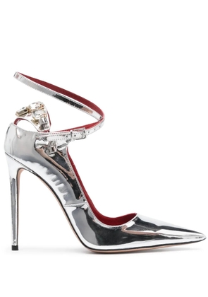 HARDOT 120mm metallic leather pumps - Silver