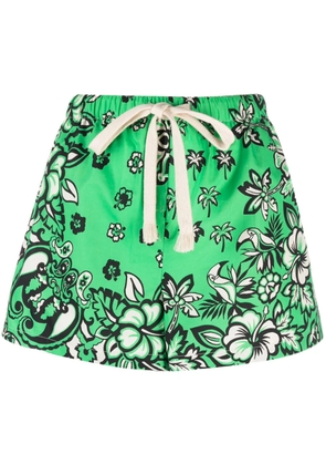 RED Valentino floral-print drawstring shorts - Green