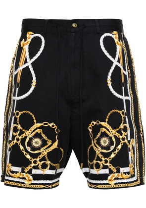 Camilla Coast-to-Coast-print twill shorts - Black