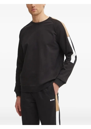 BOSS side-stripe raglan-sleeve sweatshirt - Black
