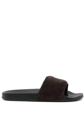 TOM FORD logo-perforated suede slides - Brown