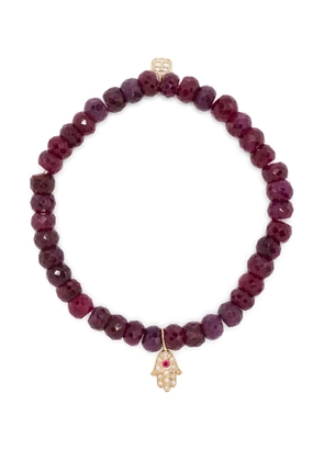 Sydney Evan 14kt yellow gold ruby Hamsa bracelet - Purple