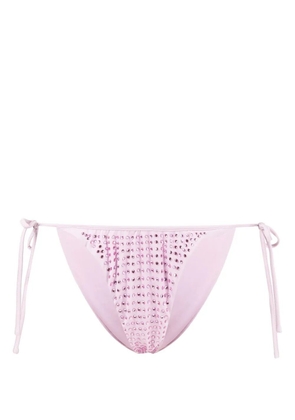 Self-Portrait rhinestone-embellished bikini bottoms - Pink