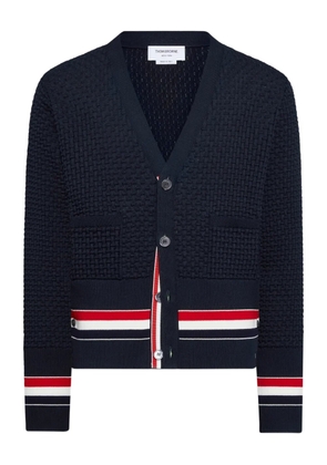 Thom Browne V-neck stripe-detailed cardigan - Blue
