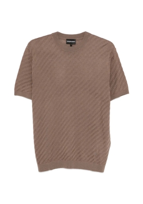 Emporio Armani round-neck textured T-shirt - Brown
