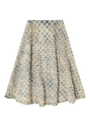 Diesel houndstooth frayed denim skirt - Blue