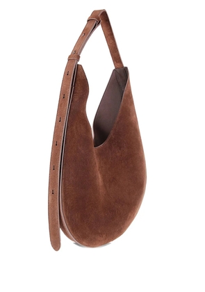 Aesther Ekme suede-curved shoulder bag - Brown