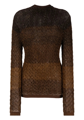 Isa Boulder shirred-effect striped jumper - Brown