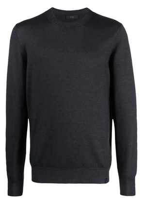 Fay logo-tag crew neck jumper - Grey