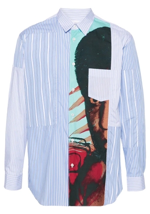 Comme Des Garçons Shirt mixed-prints panelled shirt - Blue