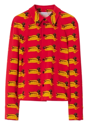 Burberry monogram-pattern spread-collar shirt - Red