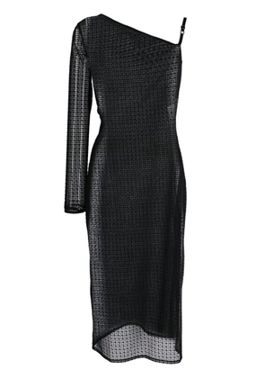 Courrèges asymmetric semi-sheer midi dress - Black