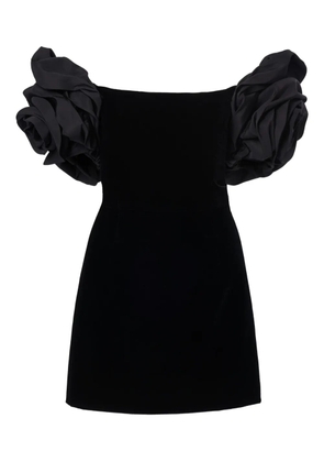 Carolina Herrera off-shoulder rosette velvet mini dress - Black