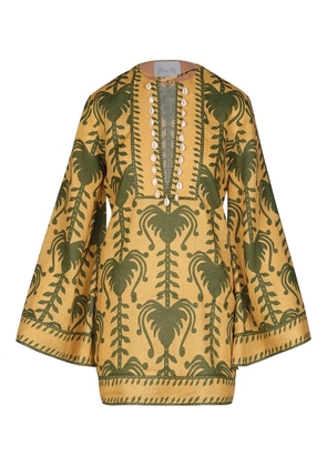 Johanna Ortiz shell-embellished printed tunic dress - Yellow