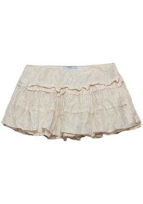 Prada crinkled ruffled miniskirt - Neutrals