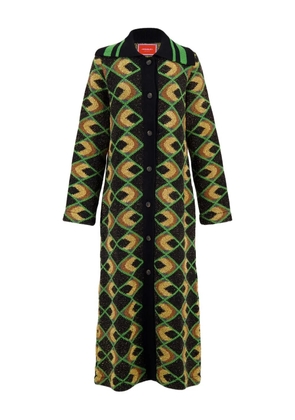 La DoubleJ geometric-pattern coat - Black