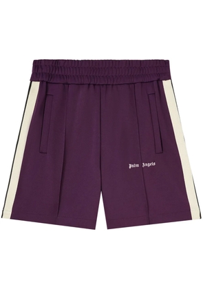 Palm Angels logo-embroidered stripe-detail shorts - Purple