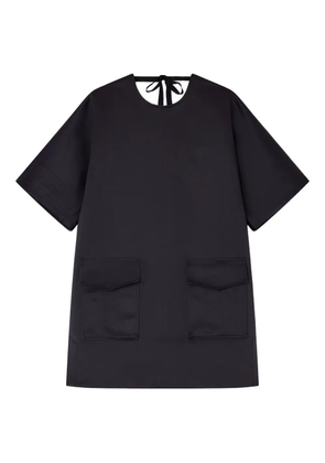 GANNI pocket-detail tie-neck mini dress - Black