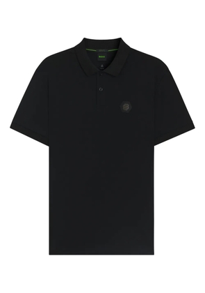 BOSS logo-plaque polo shirt - Black
