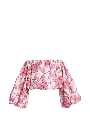 AZEEZA Margot off-shoulder paisley top - White
