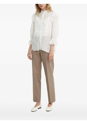 Bruuns Bazaar Cyperus BB Caro ruffled embroidered top - White