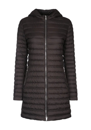 Add hooded quilted coat - Brown