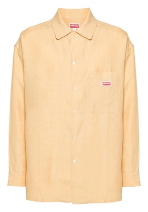 Kenzo logo-appliqué linen oversized shirt - Neutrals