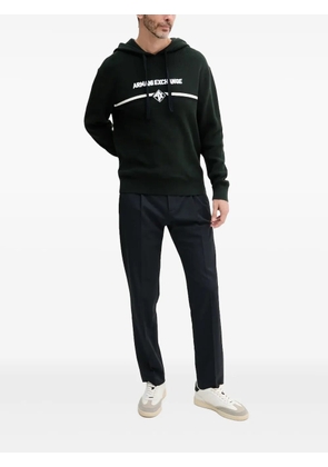 Armani Exchange logo-band knitted hoodie - Black