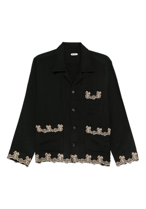 BODE embroidered-pocket wool overshirt - Black