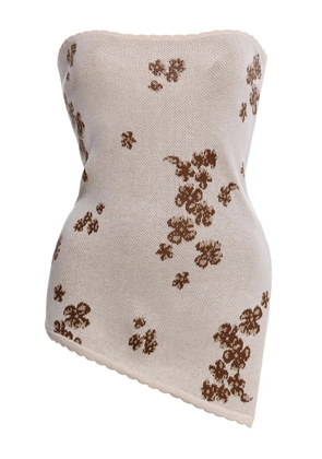 Agua Bendita Shantal floral-print asymmetrical top - Neutrals