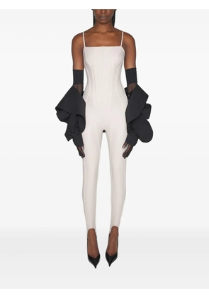 Mugler corset-detail jumpsuit - White