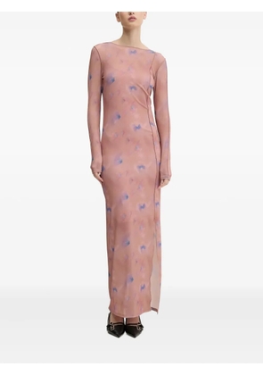 HUGO abstract-print side-split maxi dress - Pink