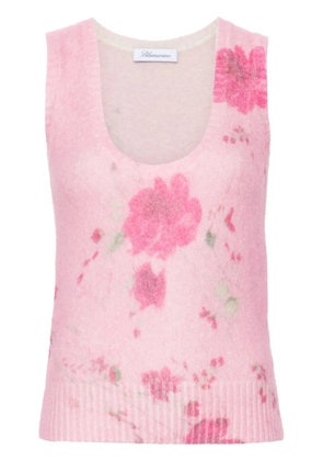 Blumarine roses-print tank top - Pink