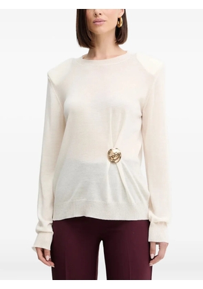 SIMONA CORSELLINI appliqué-detail top - Neutrals