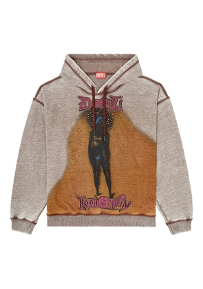 Diesel S-Boxton studded-embellishment printed hoodie - Neutrals