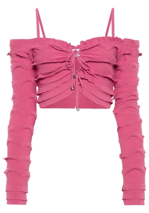 Blumarine ruffled cropped cardigan - Pink