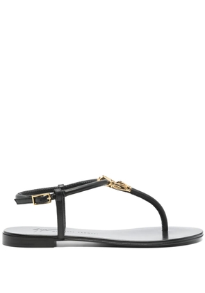 Giuseppe Zanotti Tie flat leather sandals - Black