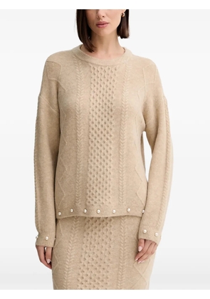 TWINSET cable-knit pearl-embellished sweater - Neutrals