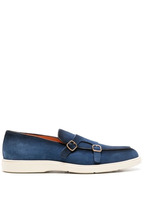 Santoni double-buckle suede loafers - Blue