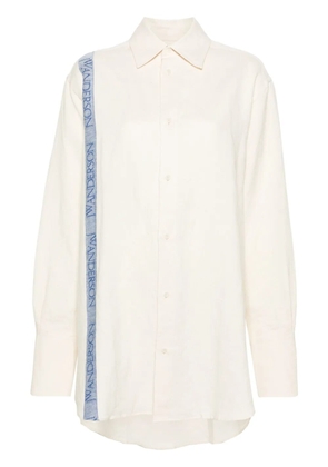 JW Anderson logo-stripe cotton blend shirt - Neutrals