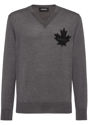 DSQUARED2 fine-knit V-neck jumper - Grey