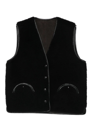 Blazé Milano leather-trim buttoned gilet - Brown