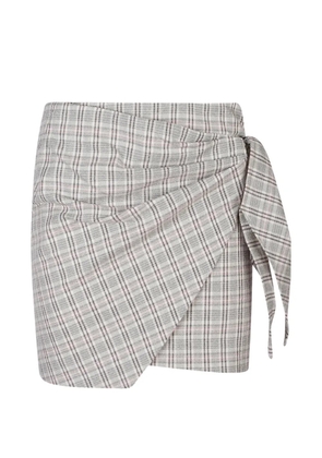 MARANT ÉTOILE check-pattern tie-detail mini skirt - Grey