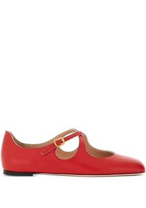 Bally Beliska cross-strap leather ballet flats - Red