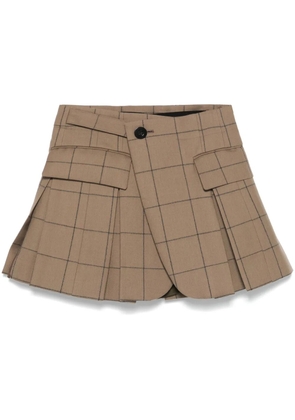 sacai windowpane-print shorts - Brown