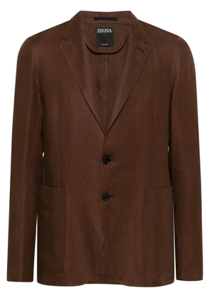 Zegna single-breasted linen blazer - Brown