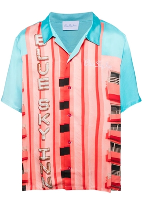 BLUE SKY INN Inn Sign-print satin shirt - Red