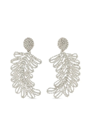 Alessandra Rich crystal-embellished feather earrings - Silver