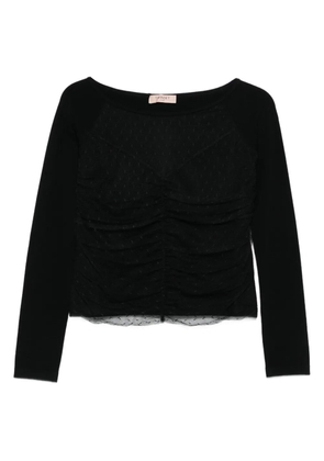 TWINSET ruched dotted blouse - Black